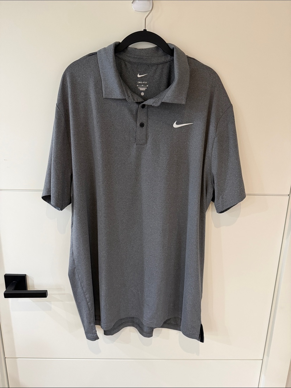 Nike Gray Short Sleeve Dri-FIT Golf Polo with White Swoosh